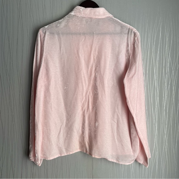 J Jill Womens Pink Velvet Long Sleeve Shirt Size Med Square Button Up Collared - Picture 10 of 10